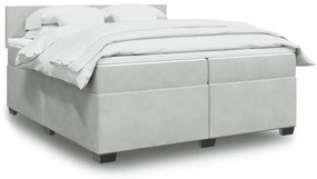 3286396 vidaXL Pat box spring cu saltea, gri deschis, 200x200 cm, catifea