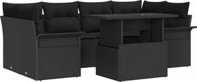 vidaXL Set de canapele pentru grădină cu pernă 7 pcs Negru Rattan poli