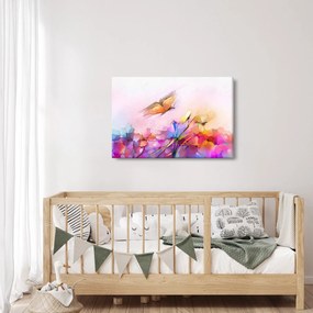Tablou - Fluture asupra florilor, abstracție (90x60 cm)