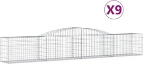 vidaXL Coșuri gabion arcuite 9 buc, 400x50x60/80 cm, fier galvanizat