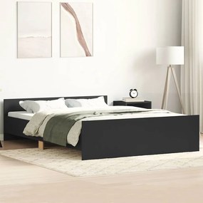 vidaXL Cadru pat cu tăblie de cap/picioare, negru, 120x190 cm