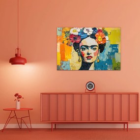 DUBLEZ | Tablou din lemn - Frida Kahlo în culori