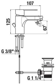 Baterie de lavoar + ventil cu preaplin JIKA H3111Z10041111 LYRA 12,5 cm crom