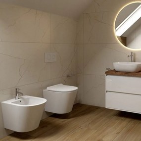 Set vas WC suspendat Rune Asmund Rimless alb si capac slim softclose