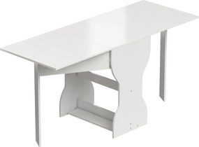 HOMCOM Masă de Bucătărie Pliabilă pentru 4 Persoane cu Raft, din Lemn, 160x60x75 cm, Alb | Aosom Romania