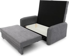 Canapea gri extensibilă/cu spațiu de depozitare cu tapițerie din chenille 155 cm Laine – ELTAP