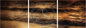Tablou - Valuri la mal (cu ceas) (90x30 cm)
