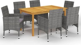 vidaXL Set mobilier de grădină, 7 piese, gri