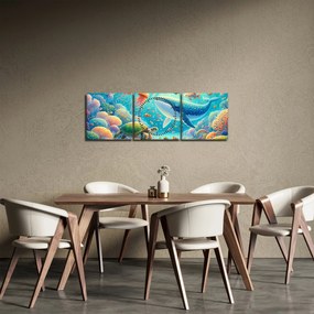 Tablou - Lumea sub apă (cu ceas) (90x30 cm)
