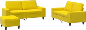 vidaXL Set de canapele, 3 piese, galben deschis, textil
