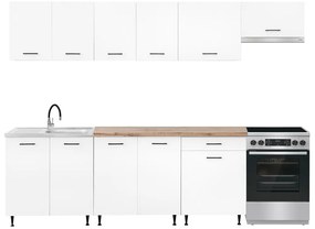 Unitate de bucătărie Primo 280 cu blat de lucru din stejar charlestone alb