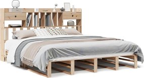 vidaXL Pat cu bibliotecă fără saltea, 180x200 cm, lemn masiv de pin
