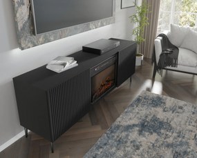 Masă TV cu bioșemineu FPB 2D 170 C Rowanna (Negru). 1125091