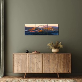 Tablou cu muntele Bromo în Indonesia (cu ceas) (90x30 cm)