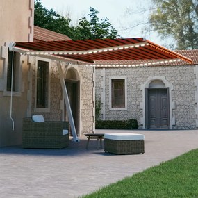 vidaXL Copertină retractabilă manual cu LED portocaliu&amp;maro 450x300 cm