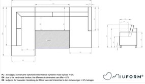 Canapea extensibilă în formă de „U” cu șezlong pe partea dreaptă Miuform Charming Charlie, bej deschis