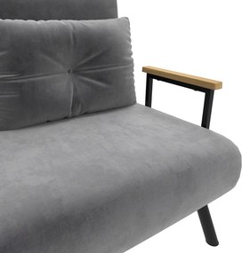 HOMCOM Canapea Pat de 2 Locuri cu Spătar Reglabil pe 5 Nivele și 2 Perne din Material Capitonat, 102x73x81 cm, Gri Închis | Aosom Romania