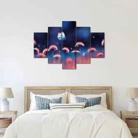 Tablou cu păpădii cu fluture albastru (150x105 cm)