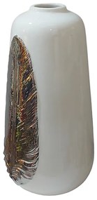 Vaza ceramica Adele 19cm, Alb  Argintiu