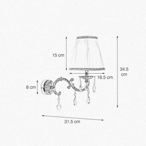 Aplica de perete cu abajur elegant si cristale Classic Wall