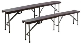 Set grădină de 2 banci - design ratan maro 180x25 cm