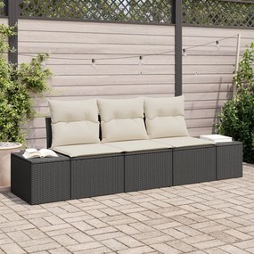 vidaXL Set de canapele pentru grădină 3 pcs Negru Rattan poli