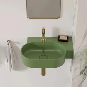 Lavoar suspendat Omnires Ovo M+ finisaj verde mat 55.5 cm dreapta