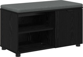 vidaXL Bancă pentru hol cu pernă cu raft Stejar Negru 80 x 38 x 46 cm