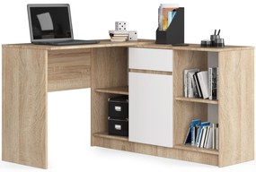 Masă PC de colț Cuidar (stejar sonoma + alb). 1117075