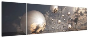 Tablou abstractă - bile gri (170x50cm)