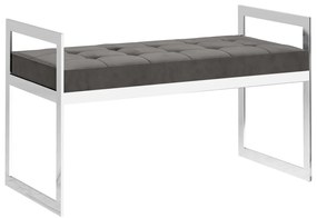 289042 vidaXL Bancă, gri, 97 cm, catifea și oțel inoxidabil