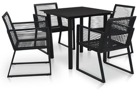 3058282 vidaXL Set mobilier de exterior, 5 piese, negru, ratan PVC