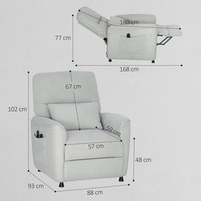 HOMCOM Fotoliu Relax Electric cu Masaj și Încălzire, Silențios, Reclinabil 150° în Cinilă cu Pernă, Funcție de Memorie, 2 Telecomenzi, Suport pentru Picioare pentru Living și Birou, Gri | Aosom Romania