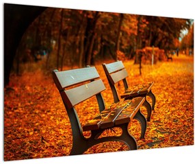 Tablou cu banca toamna (90x60 cm)