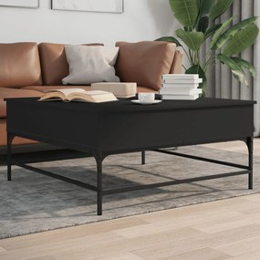 vidaXL Măsuță de cafea, negru, 95x95x45 cm, lemn prelucrat și metal