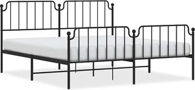 vidaXL Cadru pat metalic cu tăblii de cap/picioare , negru, 183x213 cm
