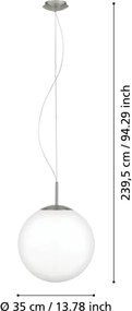 Eglo 63269 - Pendul pe cablu PIEDALE, 1xE27/60W/230V, Ø 35 cm, crom mat