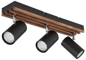 Plafoniera cu 3 spoturi directionabile metal negru lemn KAYDEN