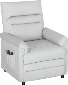 HOMCOM Fotoliu Relaxant Electric cu Masaj și Încălzire și Suport pentru Picioare, Silențios, Fotoliu Reclinabil 150° în Catifea Prietenoasă cu Animalele cu Funcție de Memorare, 2 Telecomenzi pentru Sufragerie, Gri Deschis | Aosom Romania