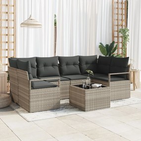 Set de sofa pentru grădină vidaXL cu perne gri deschis din poliratan