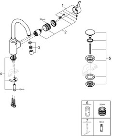 GROHE 23933001 - Baterie pentru lavoar EUROSMART COSMOPOLITAN, mărime L, crom