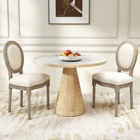 HOMCOM Set 2 Scaune Capitonate Vintage, Design Elegant, pentru Living sau Sufragerie, Albe | Aosom Romania