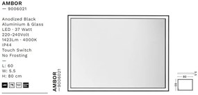 Oglinda baie cu iluminat LED IP44 Ambor, 60x80cm