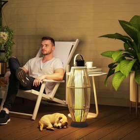 Outsunny Lampă Solară de Grădină cu Iluminare LED din Rattan, Gri | Aosom Romania