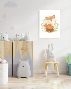 Tablouri pentru copii - Vulpea pe un trunchi de copac 50 x 40 cm