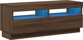 vidaXL Comodă TV cu lumini LED, stejar maro, 100x35x40 cm