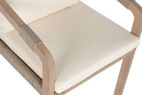 Set dining exterior din lemn de acacia, masă și 10 scaune cu perne și frânghie împletită, 11 piese, finisaj natural, „Roda”