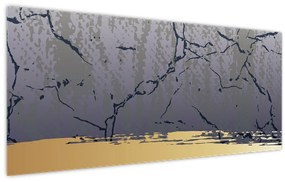Tablou - Albastru și aur abstracție N⁰1 (120x50 cm)
