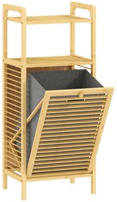HOMCOM Dulap de baie din bambus cu coș de rufe detașabil de 37 l, natural | Aosom Romania