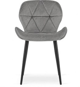 Scaun de sufragerie MANGO VELVET cu picioare negre, gri